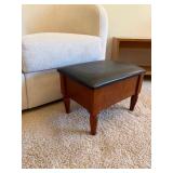 Cream Upholstered Tub Chair With Wood Storage Footstool Ottoman Set