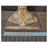 Ornate Two-Light Table Lamp With Red Glass Accent