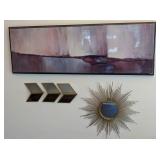 Abstract Wall Art & Mirror Decor Set (Lot of 3)