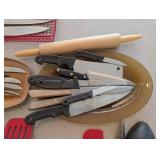 Mixed Kitchen Utensils, Knives, Mugs & Serveware (Lot of 20+)