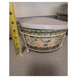 Pair of Ceramic Serving Bowls With Lids & Baskets
