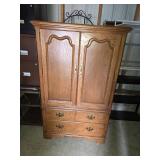 Wooden Armoire with Shelving and Drawers