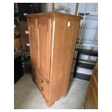 Wooden Armoire with Shelving and Drawers