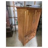 Wooden Armoire with Shelving and Drawers