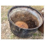 Lot of Garden Decor and Planters including Metal Buckets, Decorative Stakes, and Metal Pumpkin