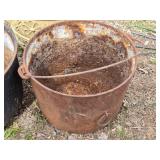 Lot of Garden Decor and Planters including Metal Buckets, Decorative Stakes, and Metal Pumpkin