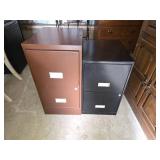 Brown and Black Metal Filing Cabinets