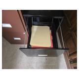 Brown and Black Metal Filing Cabinets