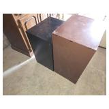 Brown and Black Metal Filing Cabinets