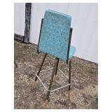Retro Bar Stool with Blue Upholstery