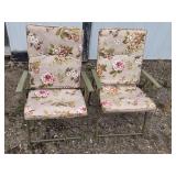 Patio chairs with floral cushions