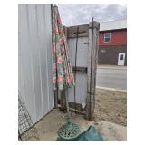Patio Umbrella with Floral Pattern and Metal Base