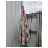 Patio Umbrella with Floral Pattern and Metal Base