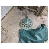 Patio Umbrella with Floral Pattern and Metal Base