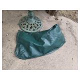 Patio Umbrella with Floral Pattern and Metal Base