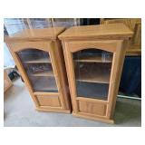 Matching Oak Glass Door Display Cabinets = 17x23x48