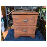 Two-Drawer Wooden Cabinet with Metal Pulls