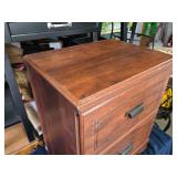 Two-Drawer Wooden Cabinet with Metal Pulls