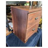 Two-Drawer Wooden Cabinet with Metal Pulls