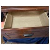 Two-Drawer Wooden Cabinet with Metal Pulls