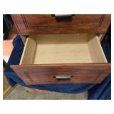 Two-Drawer Wooden Cabinet with Metal Pulls