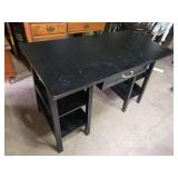 Black Wooden Desk with Shelving and Drawer