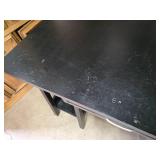 Black Wooden Desk with Shelving and Drawer