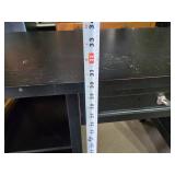 Black Wooden Desk with Shelving and Drawer