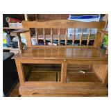 Oak Wood Hall Tree Bench with Storage - Front inserts need to be reattached