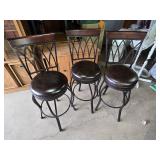 Set of 3 Metal Frame Bar Stools with Padded Seats