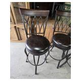 Set of 3 Metal Frame Bar Stools with Padded Seats