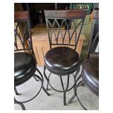 Set of 3 Metal Frame Bar Stools with Padded Seats