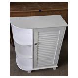 White Bathroom Storage Cabinet with Shelves and Shutter Door