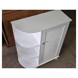 White Bathroom Storage Cabinet with Shelves and Shutter Door