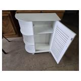 White Bathroom Storage Cabinet with Shelves and Shutter Door