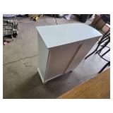 White Bathroom Storage Cabinet with Shelves and Shutter Door