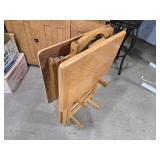 Pair Wooden Folding TV Tray Tables with Stand
