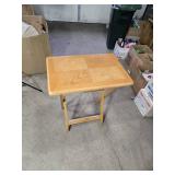 Pair Wooden Folding TV Tray Tables with Stand