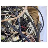 Assorted Audio, Video, and Computer Cables including HDMI, USB, and Speaker Wires