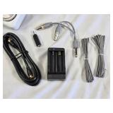 Various Electronics and Accessories Including Intermatic Timer, RCA Cables, and Battery Charger