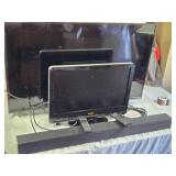 Vizio D43n-E4 TV, Vizio E320VA TV, and Vizio Sound Bar with Remotes and Accessories