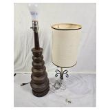 Wooden and Glass Table Lamps with Shades