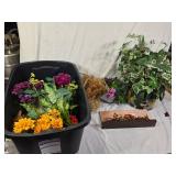Assorted Artificial Plants and Home Decor Items