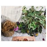 Assorted Artificial Plants and Home Decor Items