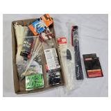 Lot of Gardner Bender Cable Ties and Craftsman Staple/Brad Nail Pack with Assorted Hand Tools and Hardware Items
