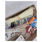 Lot of Gardner Bender Cable Ties and Craftsman Staple/Brad Nail Pack with Assorted Hand Tools and Hardware Items