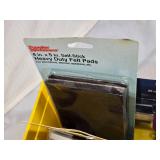 Assorted Hardware and Adhesive Supplies including Wood Glue, Felt Pads, and Duct Tape