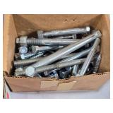 Assorted Hardware and Fasteners including Bolts, Wire, and Hinges