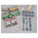 Assorted Hardware Fasteners Collection including Sheet Metal Screws, Stove Bolts, and Plastic Anchors
