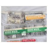Assorted Hardware Fasteners Collection including Sheet Metal Screws, Stove Bolts, and Plastic Anchors